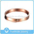 L-BA0064 European Fashion Luxury CZ Stone Inlay Cross Cuff Bangle Titanium Steel Rose Gold Plated Bangle Best Gift For Girl